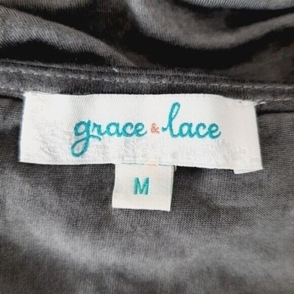 GRACE & LACE Burnout Cold-shoulder Ruffle Top Sz M - Picture 9 of 10